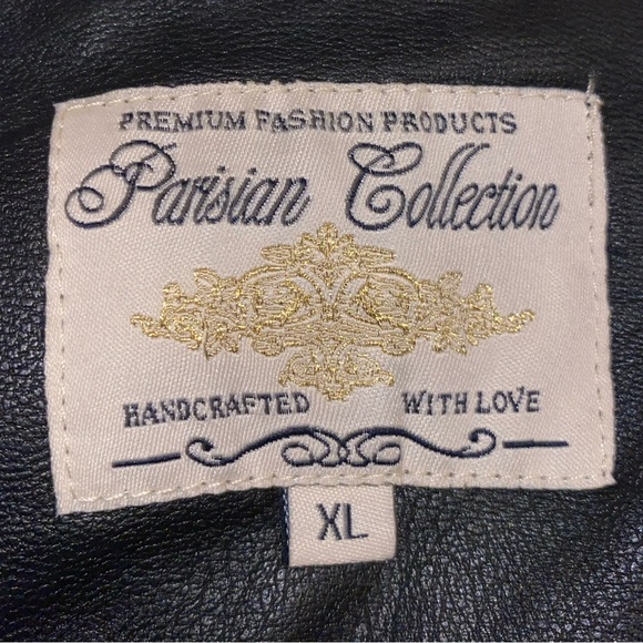 PARISIAN COLLECTION BLACK & WHITE LEATHER JACKET XL - Picture 5 of 8